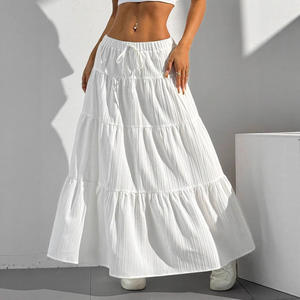 Fitspi nuovo arrivo Maxi gonna <span class=keywords><strong>bianca</strong></span> da donna cravatta posteriore ampia gonna altalena europea elegante ampia gonna lunga estiva da <span class=keywords><strong>spiaggia</strong></span> Boho Ch - Product Image 5