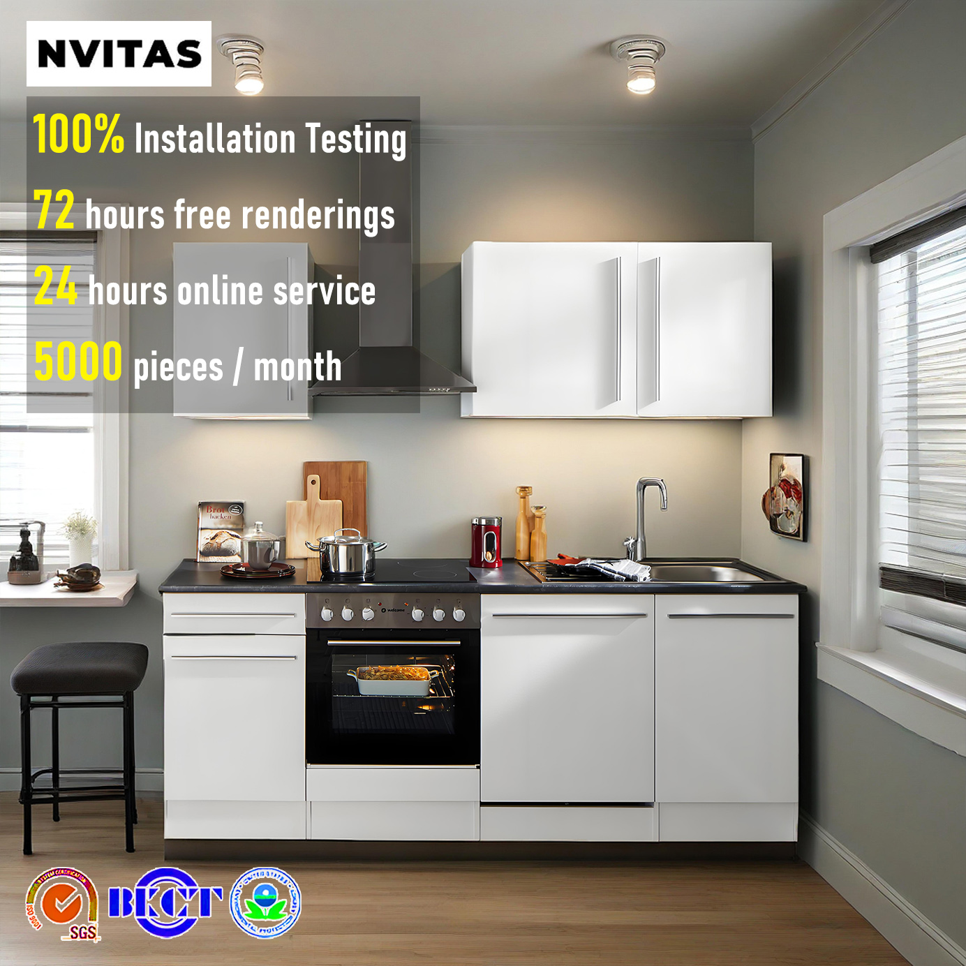 NVITAS 72 часа дизайн деревянный MDF кварцевые кухонные шкафы шкаф остров шкаф для хранения старый дом проект квартира отель