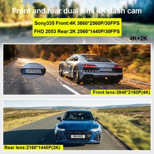 Mini 4k Dashcam video camera phía trước và phía sau ống kính kép 4k Dash Camera cho xe ô tô 4K + 2K Dashcam GPS Wifi Xe DVR HD 4K Dash Cam - Product Image 2