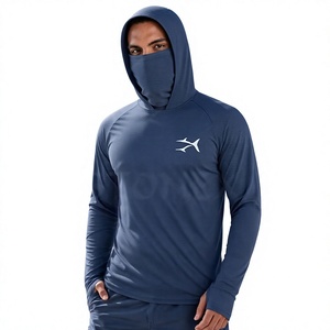 Wholesale Men's Fishing Hoodie Polyester/Cotton UPF 50 Lightweight Breathable Quick Dry Protection <b>Hooded</b> Performance <b>Shirt</b> - Product Image 1
