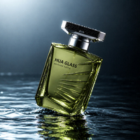 Flacon en verre vide rechargeable au design unique, 30ml, 50ml, 100ml, avec couvercle carré argenté personnalisé et pulvérisateur fin