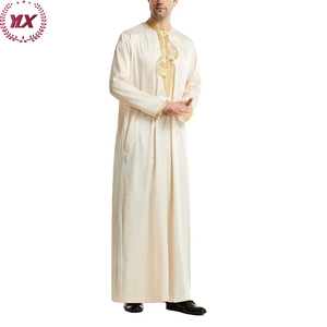 Túnica musulmana de moda moderna Slik Lujoso Stand Collar Kaftan Árabe Manga larga Bordado Thobe para hombres - Product Image 5