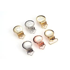 Toptan bebek güvenli Metal emzik klip kişiselleştirilmiş özel Logo BPA ücretsiz paslanmaz çelik askı klip için 0-12 ay 1-2 - Product Image 3