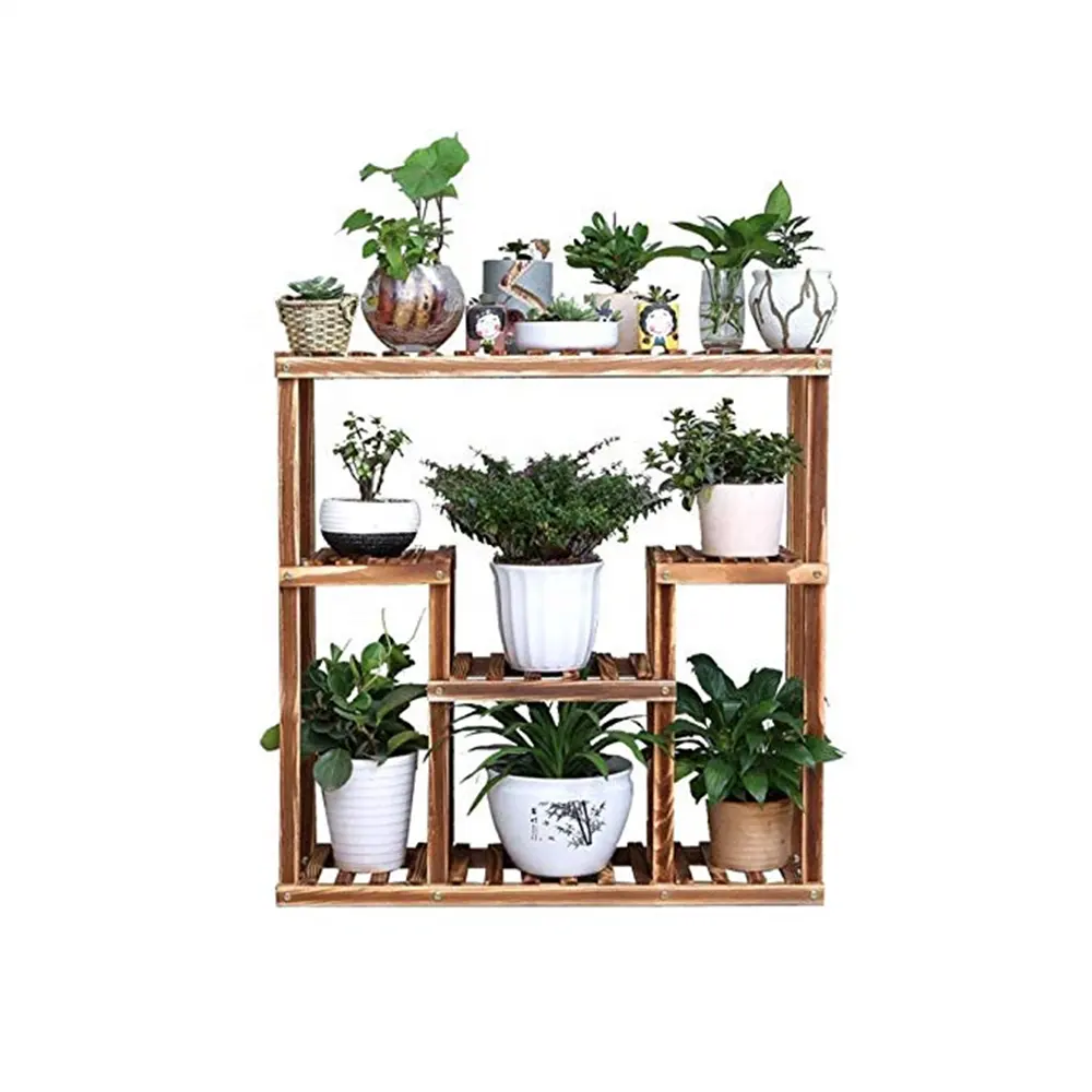 Plant of Multilayer Rural Style Wooden Flower Plant Stand Multi-purpose Display Decorate Storage Shelf Indoor Outdoor
