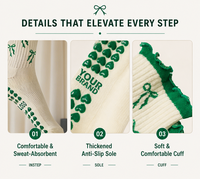 Chaussettes de yoga antidérapantes en coton personnalisées OEM pour femmes, avec grip, hauteur mi-mollet, à volants, design logo, collection automne
