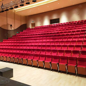 เก้าอี้แถว Manwa Expo Theater รุ่น HB623 สีแดง ทำจากไม้บีช พร้อมราวจับ สำหรับห้องบรรยายและห้องประชุม - Product Image 4
