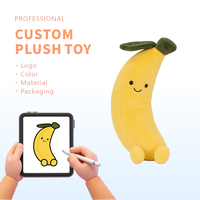 Peluche personnalisable en forme de banane, oreiller en peluche, rembourrage en coton PP, matière douce, personnalisable, unisexe, pour fêtes