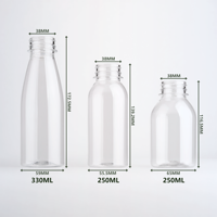 Vente en gros de bouteilles PET transparentes de qualité alimentaire de 250ml 300ml bouteilles de jus en plastique PET jetables avec bouchon inviolable à vis