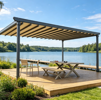 Pergola motorisée rétractable en alliage d'aluminium avec voile en PVC - Taille personnalisée - Imperméable - Gazebo d'extérieur pour jardin - 21m