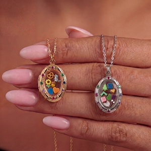 <span class=keywords><strong>Ciondolo</strong></span> Portafoto Retrò Europeo-Americano Personalizzabile, Apribile, Design Cavo Fai-da-Te, Scatola Trasparente con Finitura in Oro 18k - Product Image 2