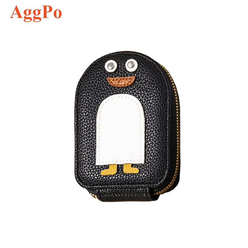 Cute Penguins PU Credit Card Coin Wallet, Creative Cartoon Penguin Accordion Card Wallet, Portable Penguin Card Holders