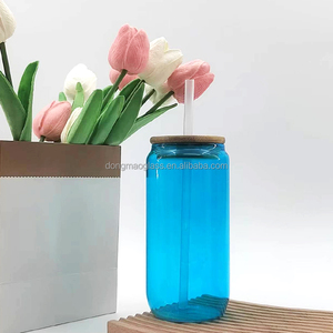 Prezzo di fabbrica all'ingrosso 450ml orso Soda può tazze di vetro con paglia e coperchio - Product Image 6