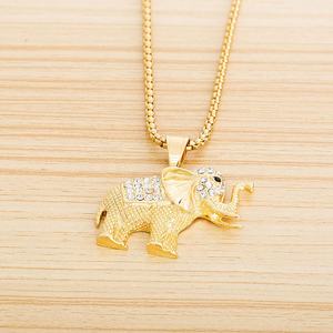 Оптовая продажа ювелирных изделий из нержавеющей стали Мужские аксессуары 18K позолоченный Циркон слон кулон - Product Image 6