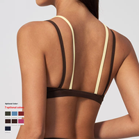 Soutiens-gorge de sport à double couche avec bretelles personnalisables pour femmes, soutien moyen, pour entraînement, gym, fitness, yoga, vêtements de sport, soutien-gorge OEM/ODM