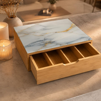 Support pour dosettes et capsules de café en bambou avec étagère en verre, organisateur de cuisine, boîtes de rangement en bois et bambou, bacs de rangement