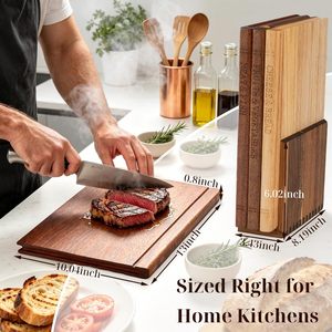 Planches à découper en bois en forme de livres avec support pour légumes, fromages, viandes, ensemble de 3 planches à découper pour la décoration de la cuisine - Product Image 6