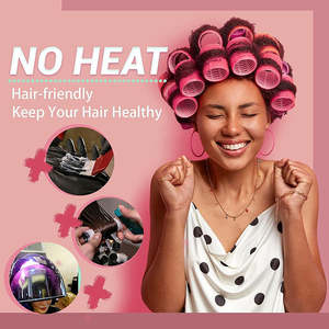 6PCS DIY Tanpa Panas Pengangkat Volume Rambut Blowout Big Hair Curler Ungu Self Grip Tanpa Panas 5cm Ukuran Besar Ekstra Besar Hair Roller - Product Image 3