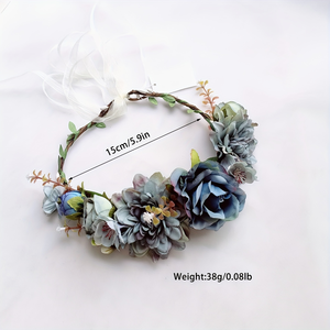 ที่คาดผมดอกไม้ประดิษฐ์ผ้าไหมสุดหรูโรแมนติกสำหรับเจ้าสาว ปรับขนาดได้ เหมาะสำหรับถ่ายภาพงานแต่งงานและงานปาร์ตี้ - Product Image 3