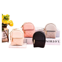 T1428 Tas Mini Kulit PU Wanita Baru Model Gantungan Kunci, Tempat Penyimpanan Kabel Data, Lipstik, dan Gantungan Kunci Lainnya