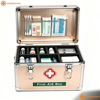 Boîtes de premiers secours en aluminium de haute qualité avec broderie, étui rigide pour urgences médicales, trois en un, avec sangle d'épaule et boucle pour le rangement