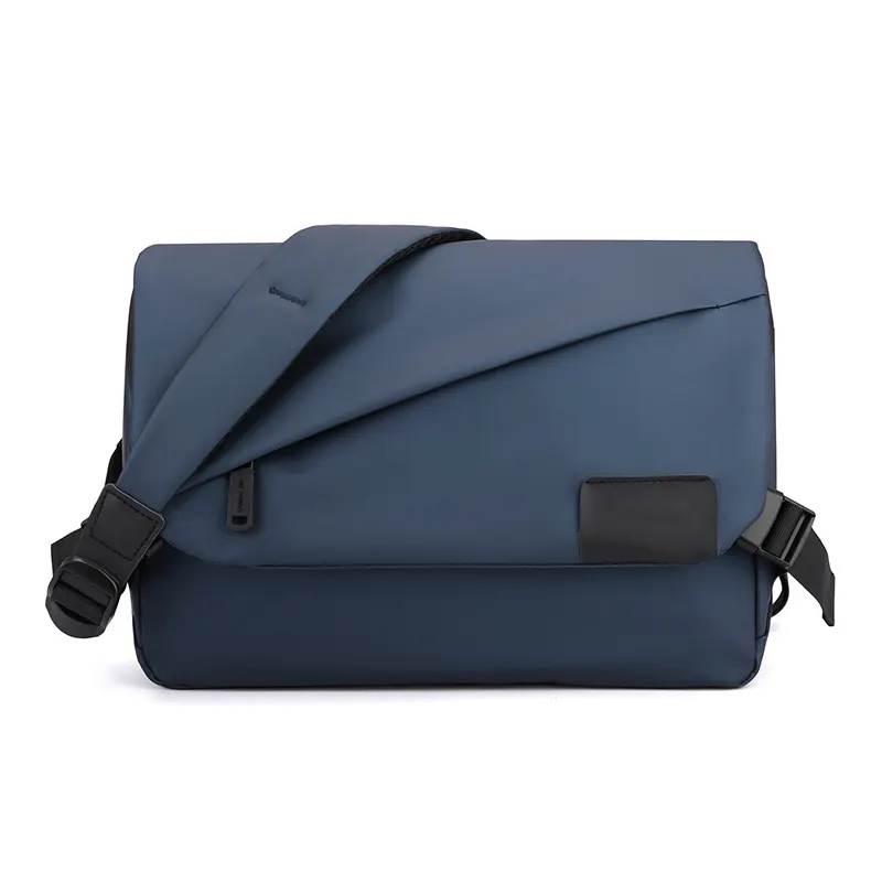 Water Resistant Sling Bag Crossbody Men Leisure Lightweight Lock Chain Shoulder Business Pu Leather Messenger Bags