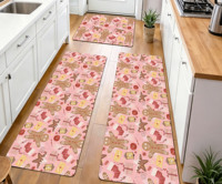 Tapis de cuisine en mousse PVC souple, motif floral, antidérapant, imperméable, rembourré, pour longues heures debout, idéal pour Noël