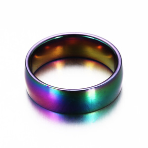Titanium Steel Rainbow <b>Ring</b> 6Mm Electroplated Fashion Women's Jewelry Gift - Product Image 5