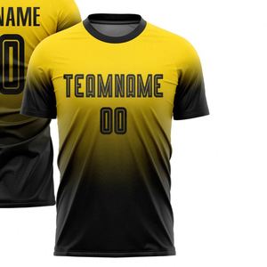 Camiseta de Fútbol Amarilla y Negra con Degradado, Manga Corta, Transpirable, de Secado Rápido, Uniforme Deportivo Ligero para Partidos - Product Image 4