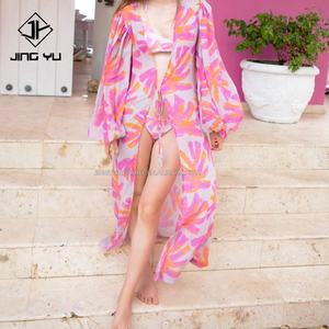 Robe bohème sans dos pour femmes, personnalisée, pour l'été, plage, vente en gros d'usine, nouvelle mode, décontractée, en mousseline de soie, maxi, à fleurs - Product Image 2