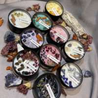 Bougies en Cire de Soja Parfumées Artisanales Unique, Guérison Spirituelle Tarot, Économiques, Faible QMC, Boîte en Cristal avec Cristaux