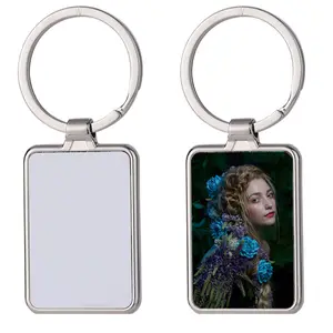 2023 Hot Popular Wholesale Sublimation Blanks Ornaments Heart Round Square rectangle Shape Metal Keychain