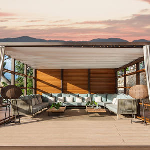 Ensemble de canapés de jardin en forme de L, structure en alliage d'aluminium, résistant aux UV, rotin PE imperméable, style nordique, mobilier de patio - Product Image 1