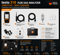 Analyseur de gaz de combustion Testo 310, analyseur de gaz de combustion, outil de mesure O2 CO pour le test des systèmes de chauffage de chaudières