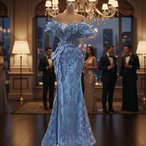 Vestido de Noche Largo para Dama de Honor, Estilo Sirena, Color Sólido, Sin Tirantes, con Cuentas, Ligero, de Lujo, para Eventos Formales, 2026 - Product Image 2