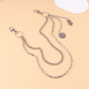 Cadena de cintura metálica estilo punk de Yueli, doble anillo, aleación de zinc, cadena decorativa para el cuerpo, uso diario, color blanco K - Product Image 2