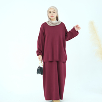 Nouvelle mode islamique modeste 2 pièces ensemble décontracté hauts tricotés jupe pour l'hiver automne traditionnel musulman Abaya Eid tenues
