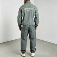 Ensemble Sur Mesure: Veste et Pantalon de Survêtement en Nylon Réfléchissant, Imperméable et Coupe-Vent, Fermeture Éclair, Uni, Coupe Oversize
