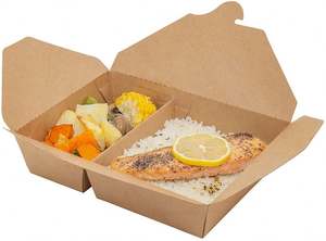 Caja de Almuerzo Desechable de Cartón de Grado Alimenticio con 4 Compartimentos, Reciclable, para Uso en Restaurantes, Caja para Llevar Fideos - Product Image 5