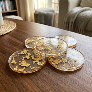 Ensemble de sous-verres en résine écologique personnalisables en usine avec design classique, mini-sous-verres en résine époxy, plateau de service pour promotions - Product Image 6
