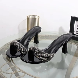 Unique Chaussures Talon Open Toe Summer <b>Pink</b> Green Slipper <b>Heels</b> for <b>Women</b> - Product Image 3