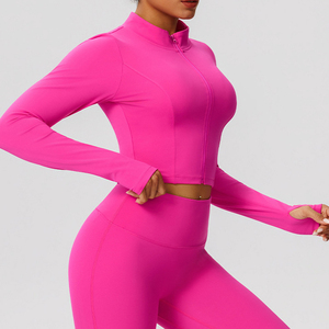 Abbigliamento da Palestra del Produttore, Giacca Sportiva da Donna con Logo Personalizzato, Asciugatura Rapida, Zip, Maniche Lunghe, Aderente, per Yoga e Fitness - Product Image 2