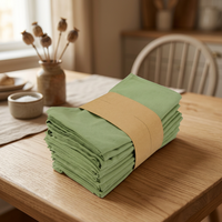 Serviettes en coton uni vert, 1 pièce, 40*40cm, faites à la main, lavables en machine, modernes, carrées, pour la maison, décoration de table