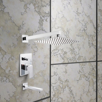 Robinet de douche thermostatique à poignée unique avec fonction de massage Système de combinaison de salle de bain mural à noyau en céramique et laiton