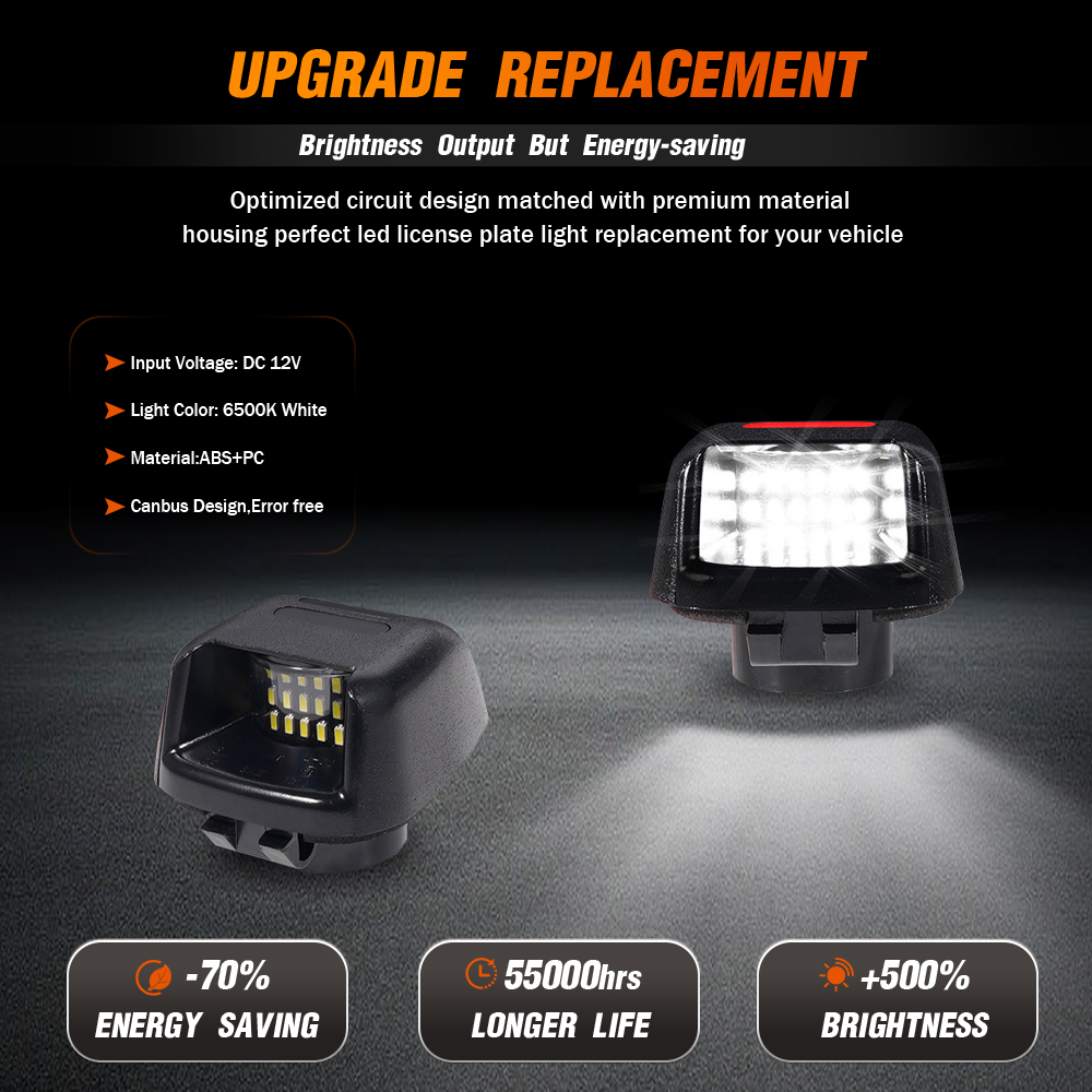 Lot 2 Lampes LED Plaque Immatriculation Blanc - Compatible Nissan Navara D40, Frontier, Armada, Titan, Xterra, Suzuki Equator