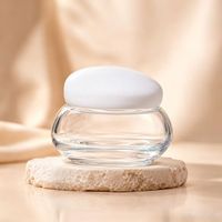 Pot cosmétique de luxe unique en verre transparent de 50g avec revêtement intérieur anti-fuite pour crème visage, beurre corporel et emballage cosmétique