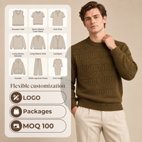 Pull d'hiver personnalisé pour homme, col rond, 100% coton, motif rayé complexe, style Old Money & Preppy
