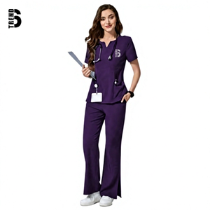 Ensemble de tenues médicales unisexe en toile premium extensible 4 directions, style jogger, multipoches, tendance, pour infirmières et personnel hospitalier, vente en gros - Product Image 1
