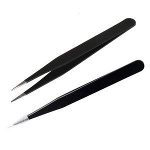 Pincettes de précision en acier inoxydable, à tête droite et coudée, pour extensions de cils, outils de réparation d'ongles, usage industriel - Product Image 3