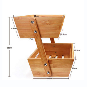 Boîte de rangement en bambou à double couche Bc Bicheng 30,5x17x28cm, étagère à fruits, légumes et pain pour la cuisine - Product Image 1