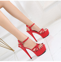 Chaussures à plateforme de 15 cm/6 pouces, talons aiguilles, lanières à la cheville, sexy, pour la danse sur barre, chaussures pour femmes, sandales à talons hauts pour boîte de nuit